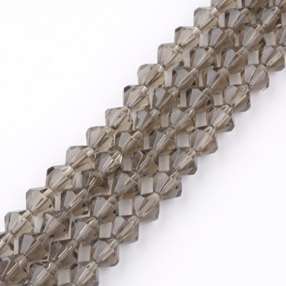 Glaspärlor bicone rökfärgad 4mm ca 80st