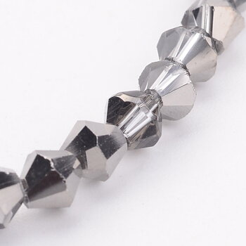 Glaspärlor bicone metallic 4mm ca 80st