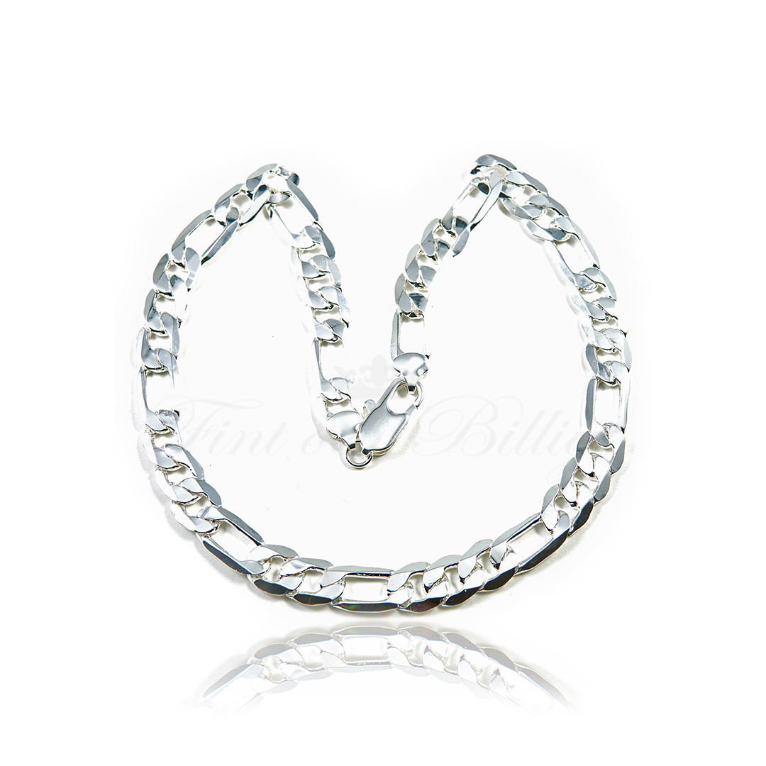 Halsband Figaro Spetsslipad - Platt Silverpläterad 77g 12mm*510mm - 2