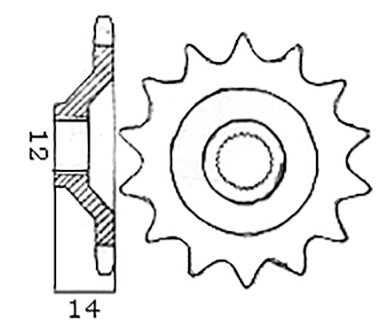 Kædehjul 12 tænder, type 845, 2/3 hastighed små splines - 2