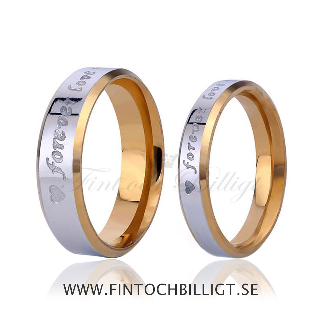 Förlovningsring Forever Love - 18K Guldpläterad Parringar 316L - 3