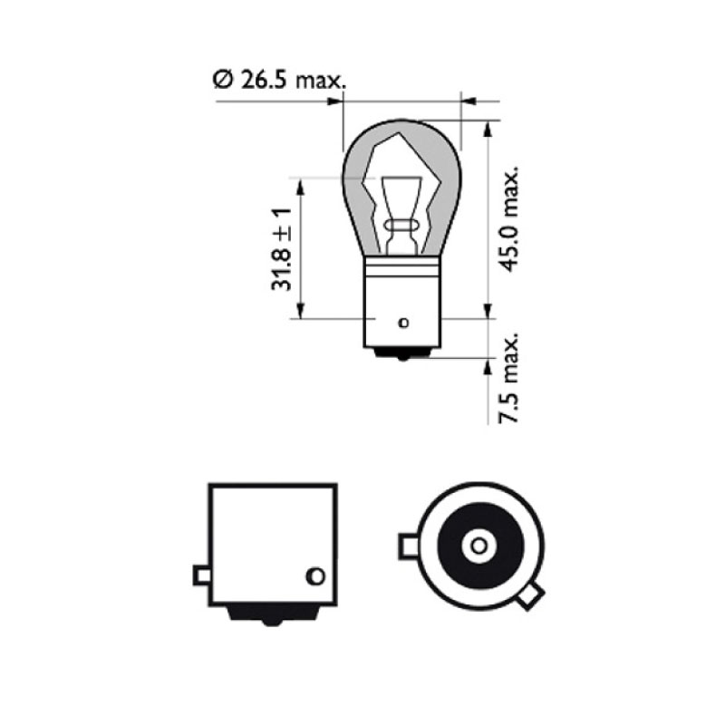 Bulb 12V 21W BAU15s Yellow
