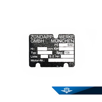 Data plate for engine 198- Zündapp