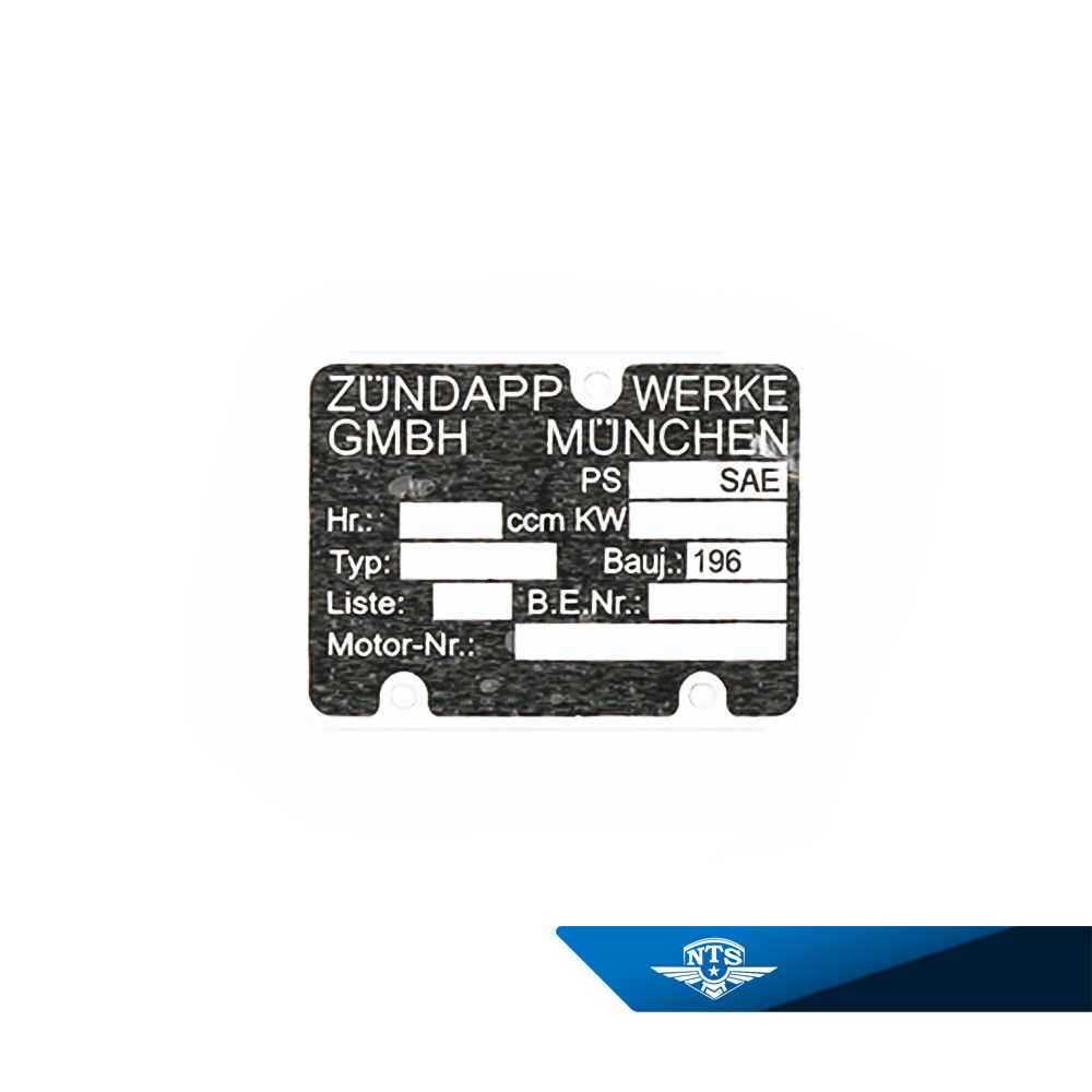 Dataplate for motor 196- Zündapp
