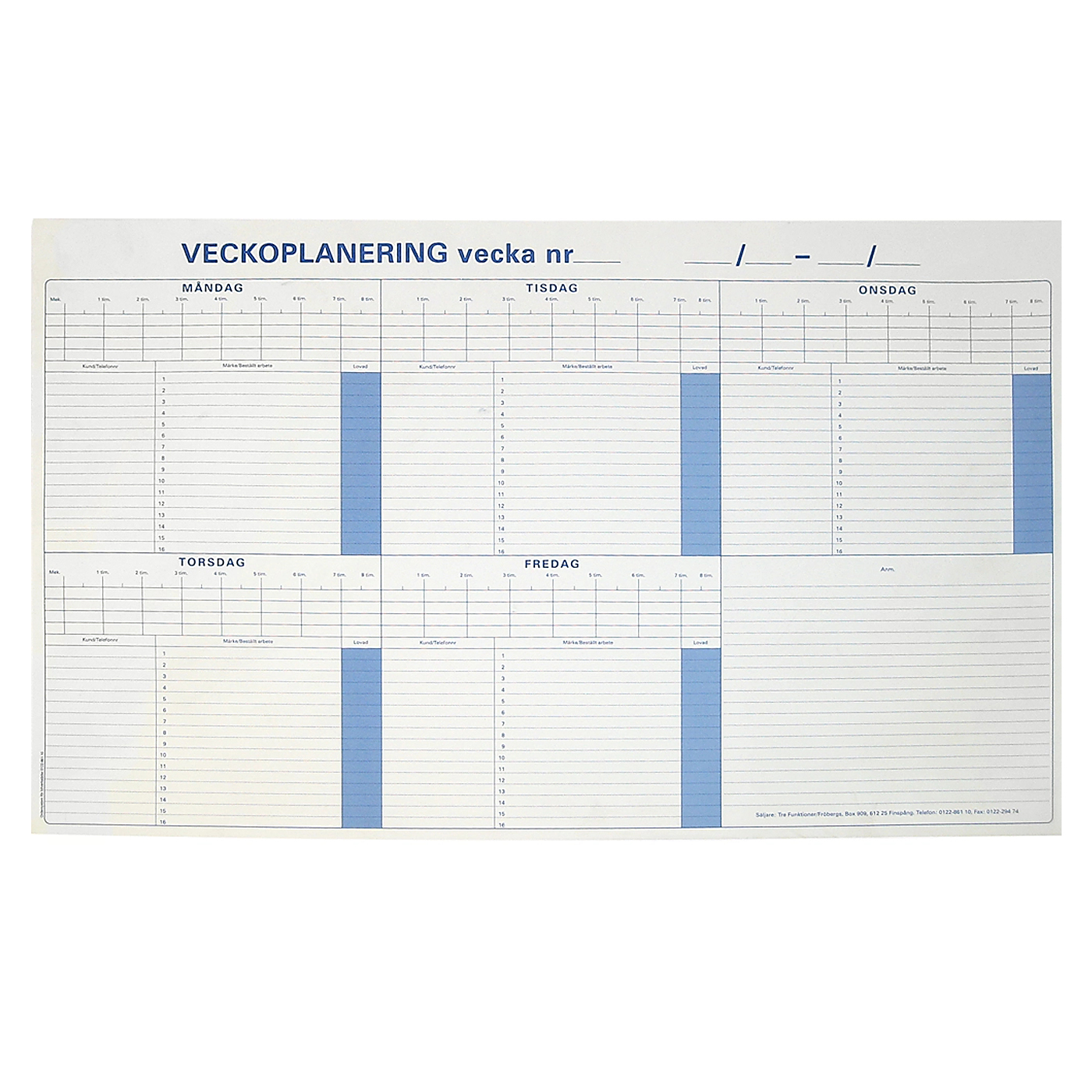 Veckoplaneringsblock