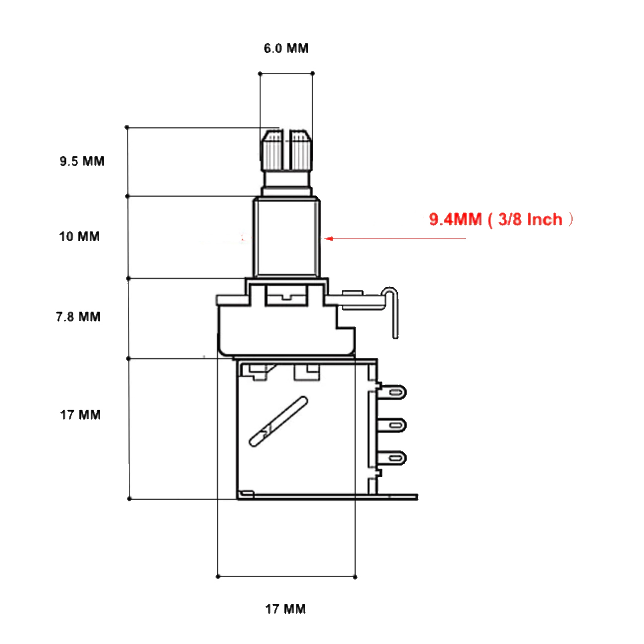 Push-Push Potentiometer (500k) - 3