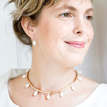 Vattring - 18 kt gold necklace with pearls