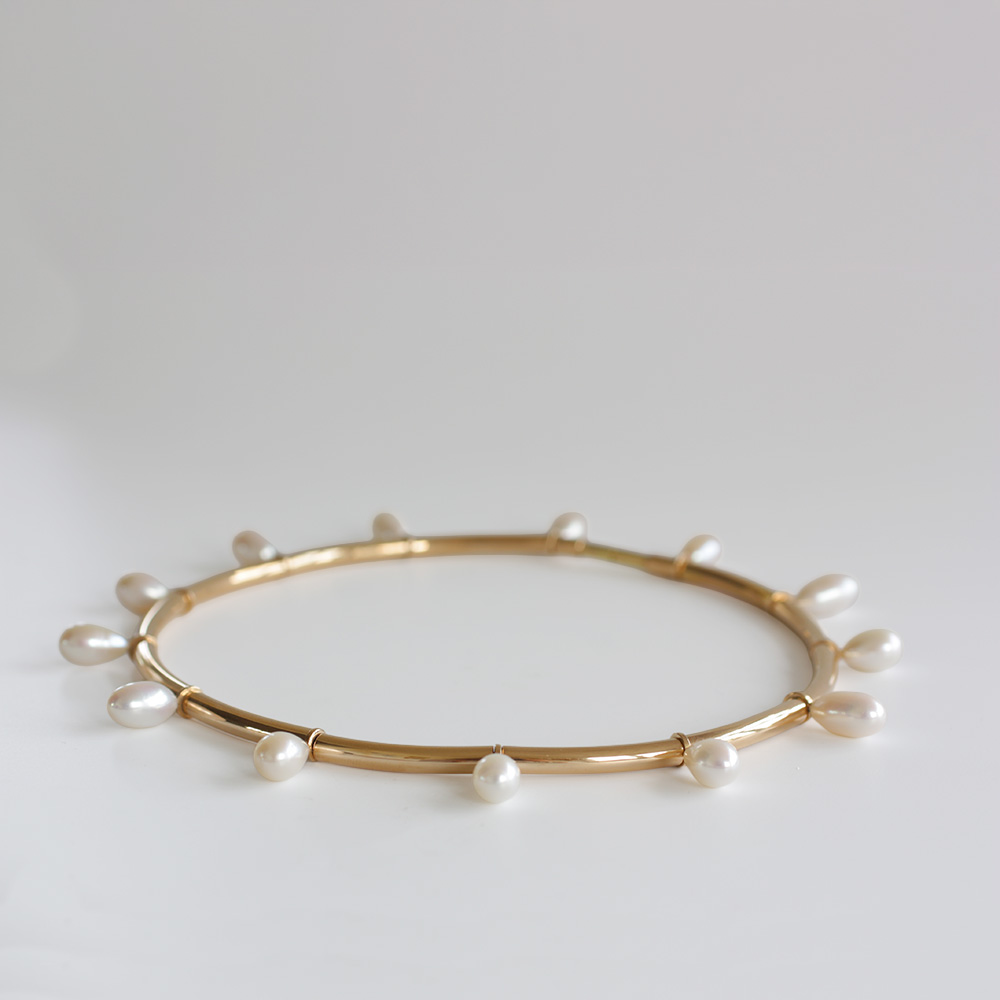 Vattring - 18 kt gold necklace with pearls - 3