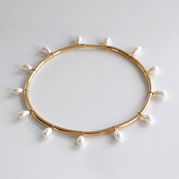 Vattring - 18 kt gold necklace with pearls