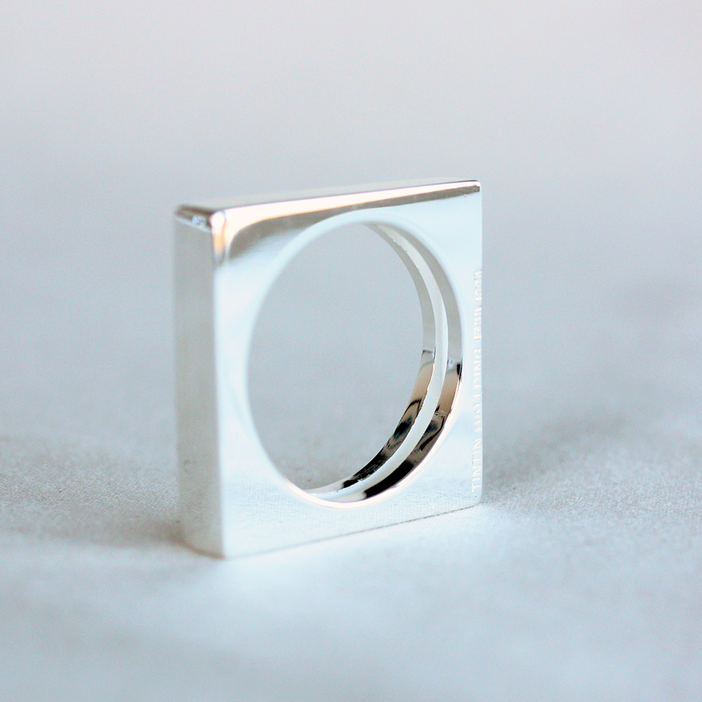 Cylinder kvadrat - ring i silver - 3