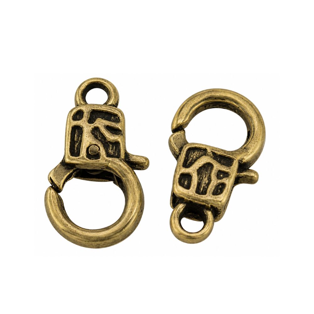 Lobsterlås etnisk 18 mm antikbrons 5-pack