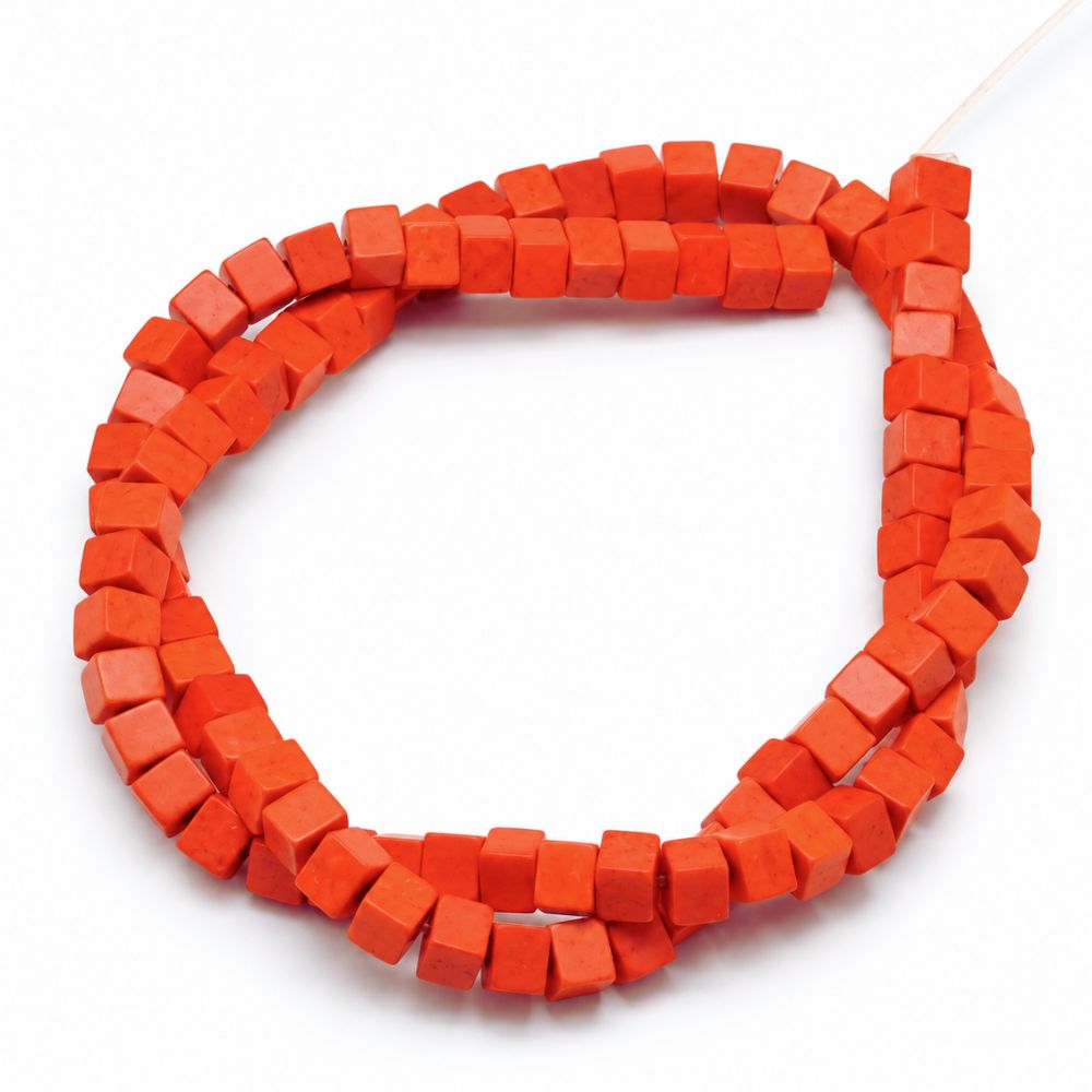 Imiterad turkos kub orange 8 mm