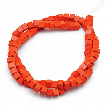 Imiterad turkos kub orange 8 mm