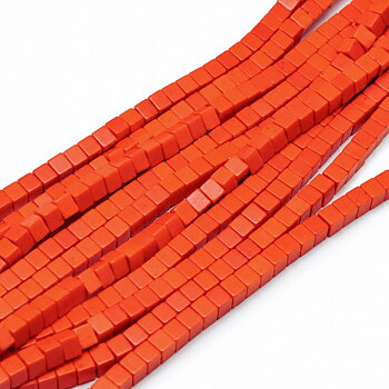 Imiterad turkos kub orange 8 mm