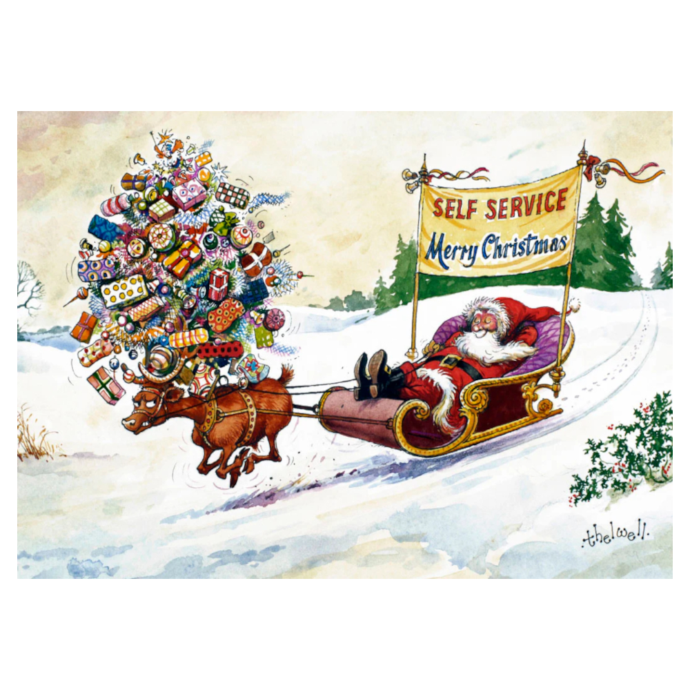 Christmas Card Thelwell Self Service 10-Pack