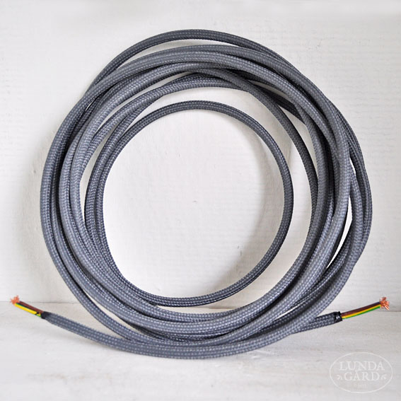 Textile cable gray - 0,5 m - 3x0,75mm²