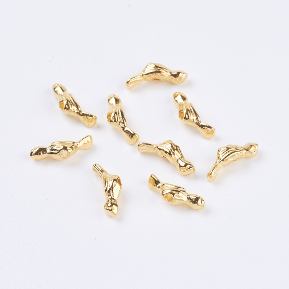 Guldfärgade fågelpärlor 11 mm, 30 st