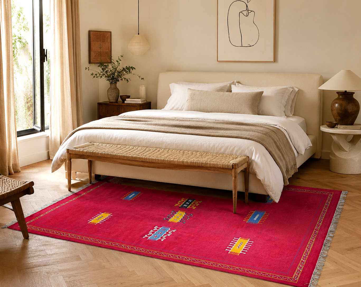Tappeto Kilim rosso 206 x 160 cm