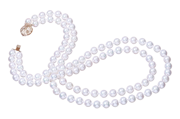 Doppelsträngige Perlenkette-Akoya in AAA-Qualität mit Goldverschluss 7–7.5 mm
