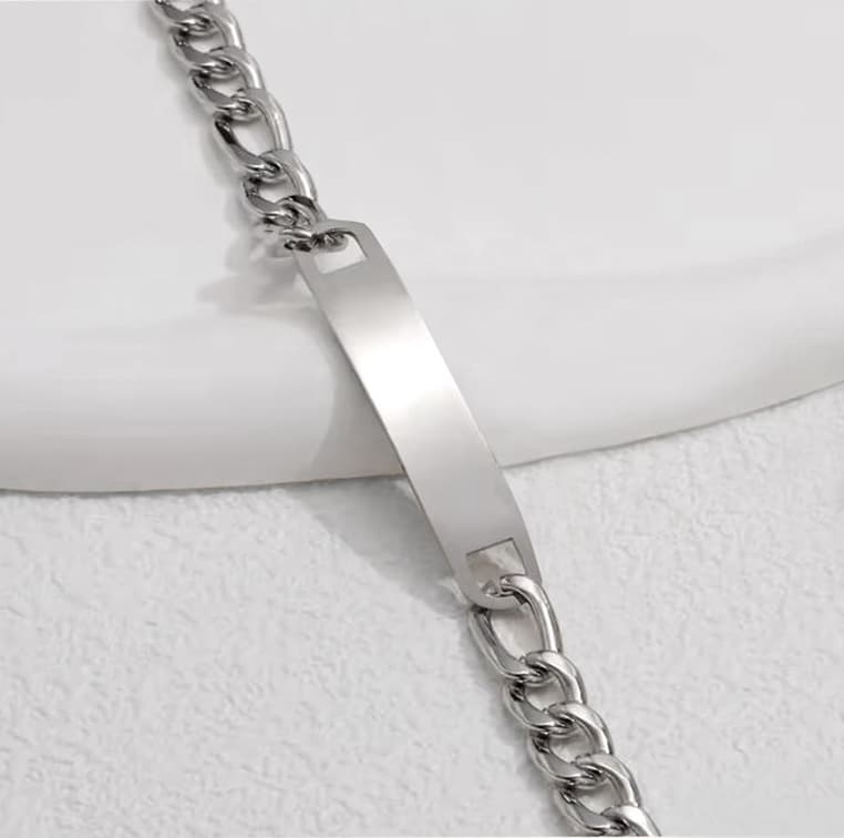 Sérsniðið, áletrað armbönd, Figaro - Ryðfrítt stál - 2