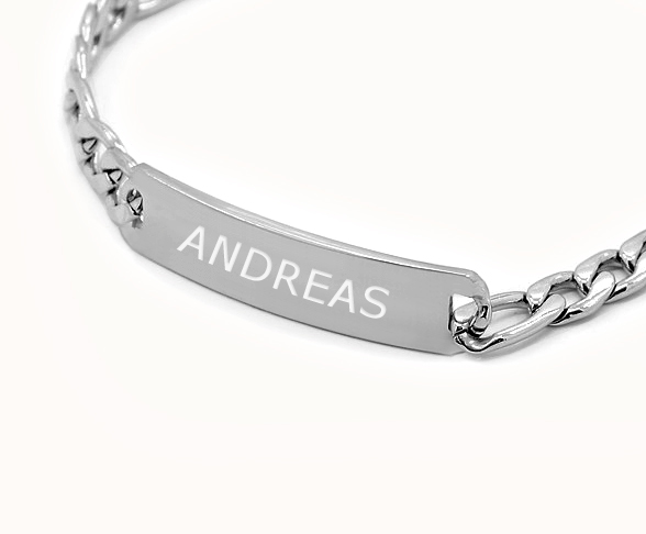 Sérsniðið, áletrað armbönd, Figaro - Ryðfrítt stál - 3