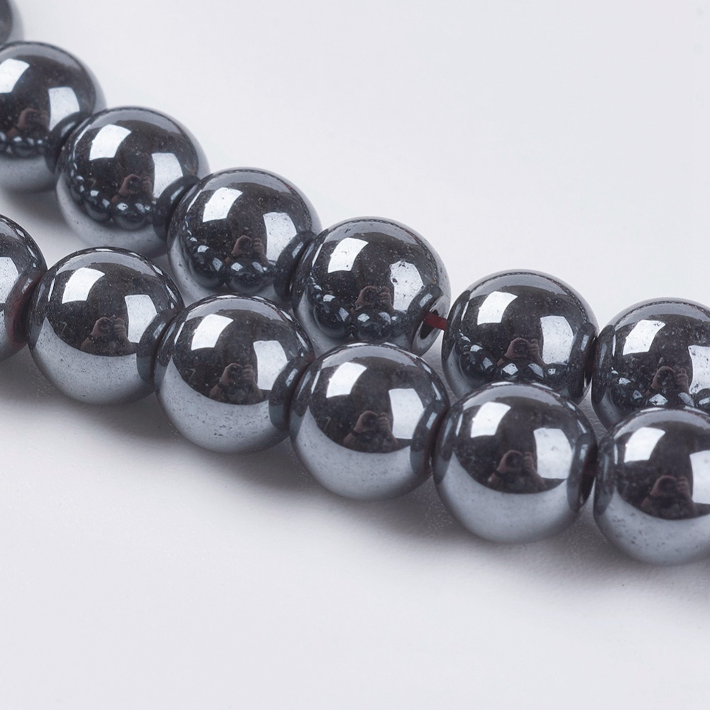 Hematit rund 6mm halvädelsten - 3