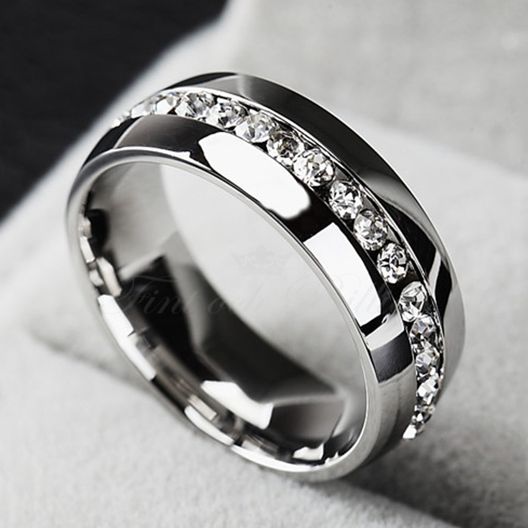 Shiny Eternity - Beautiful Eternity Ring with 0.75CT Brilliant Cut Cubic Zirconia Stones in 316L Surgical Steel 6mm 7mm - 4