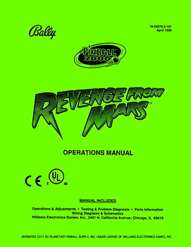 Revenge from Mars (Bally) - Manual