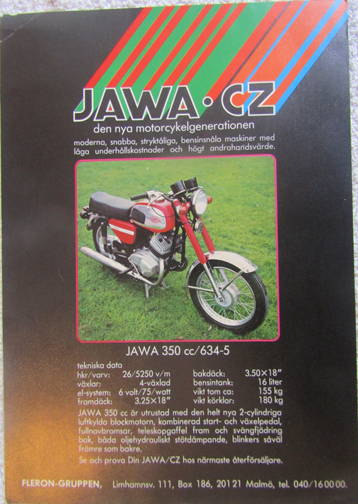 1975 Jawa 350 typ 634-5 CZ 250 typ 471 broschyr