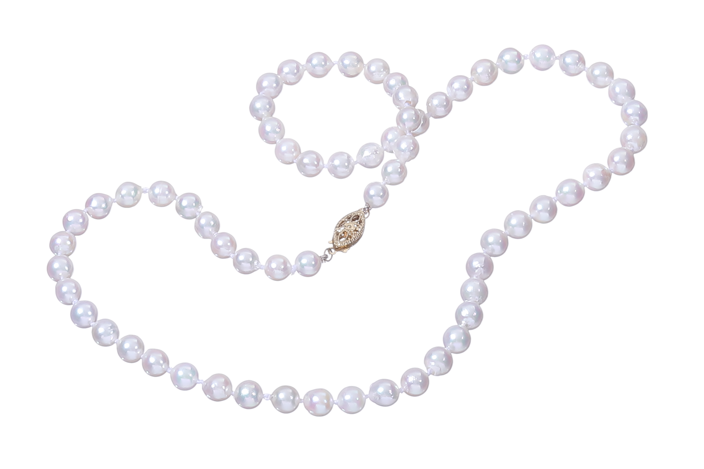 Halskette aus Akoya-Perlen in Standardqualität mit Goldverschlüssen 5–5.5 mm - 4