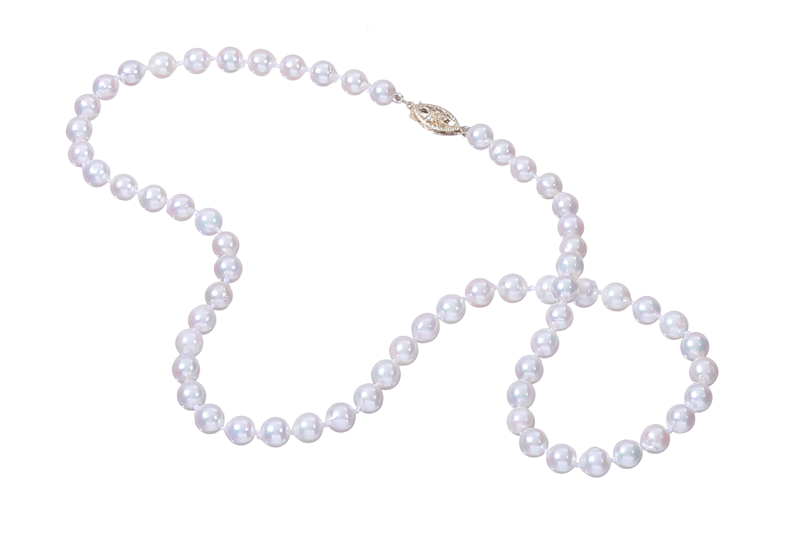 Halskette aus Akoya-Perlen in Standardqualität mit Goldverschlüssen 5–5.5 mm - 5