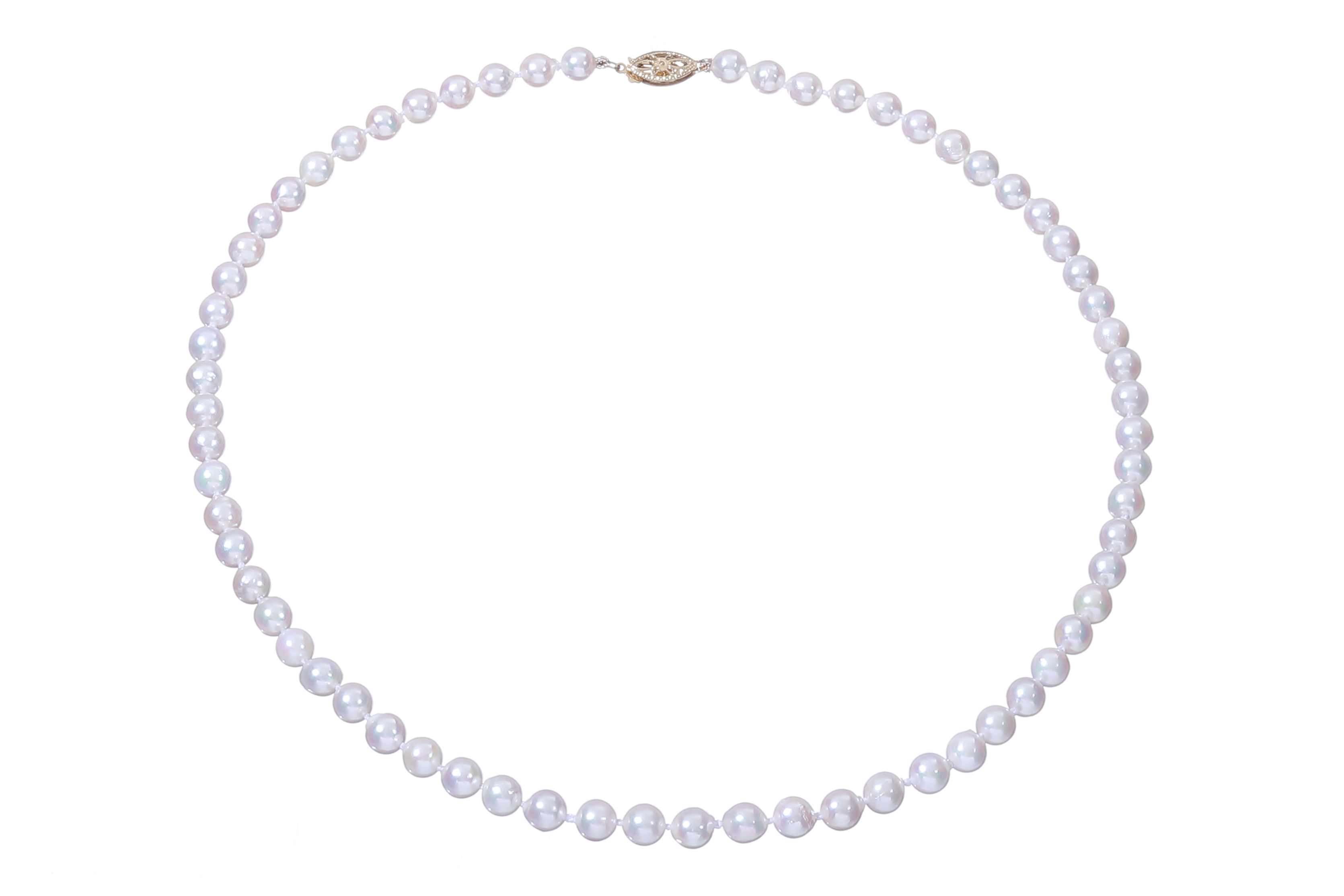 Halskette aus Akoya-Perlen in Standardqualität mit Goldverschlüssen 5–5.5 mm - 2