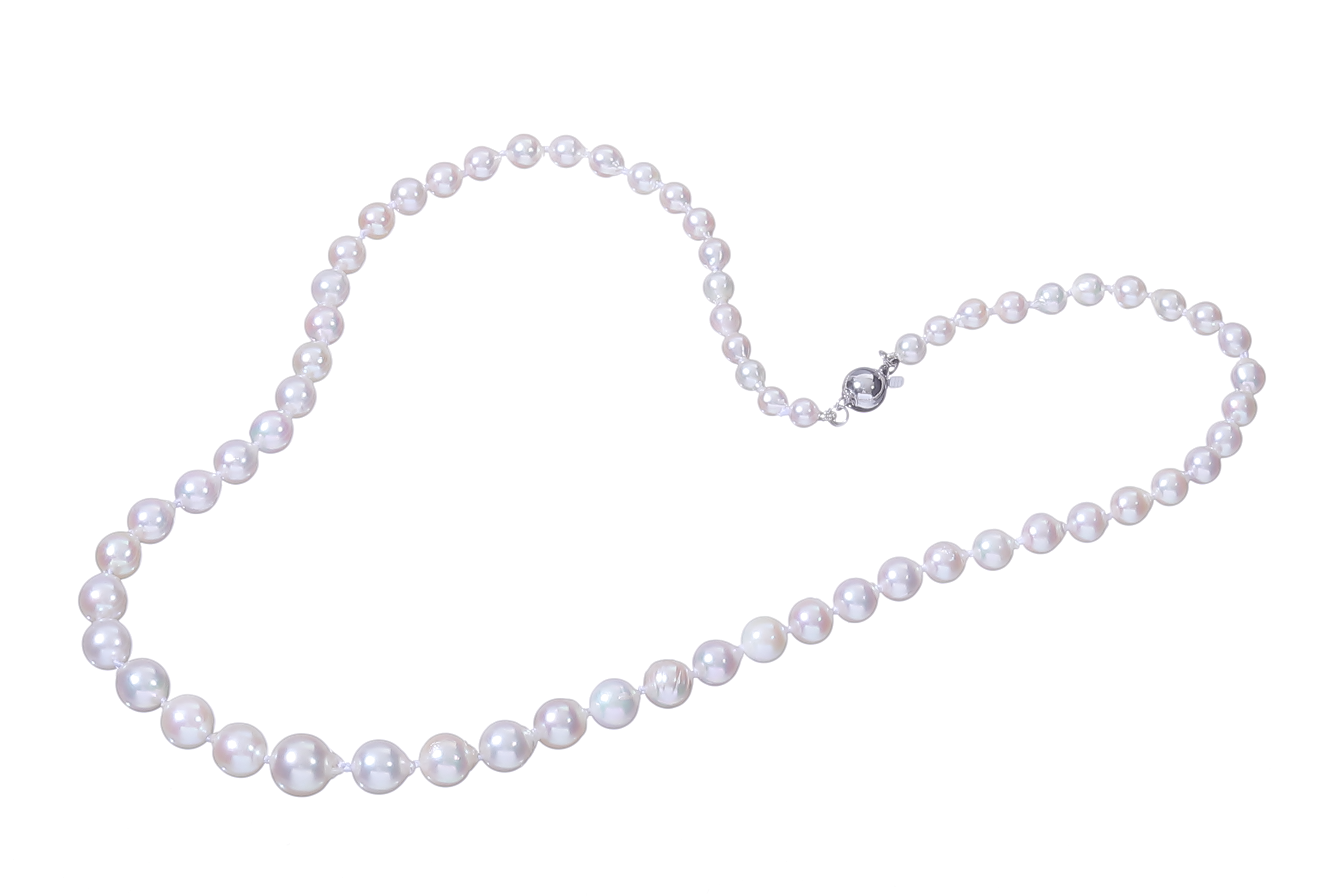 Traditionelle Halskette aus Akoya-Zuchtperlen in Standardqualität mit Weißgoldverschluss 4–8 mm - 5