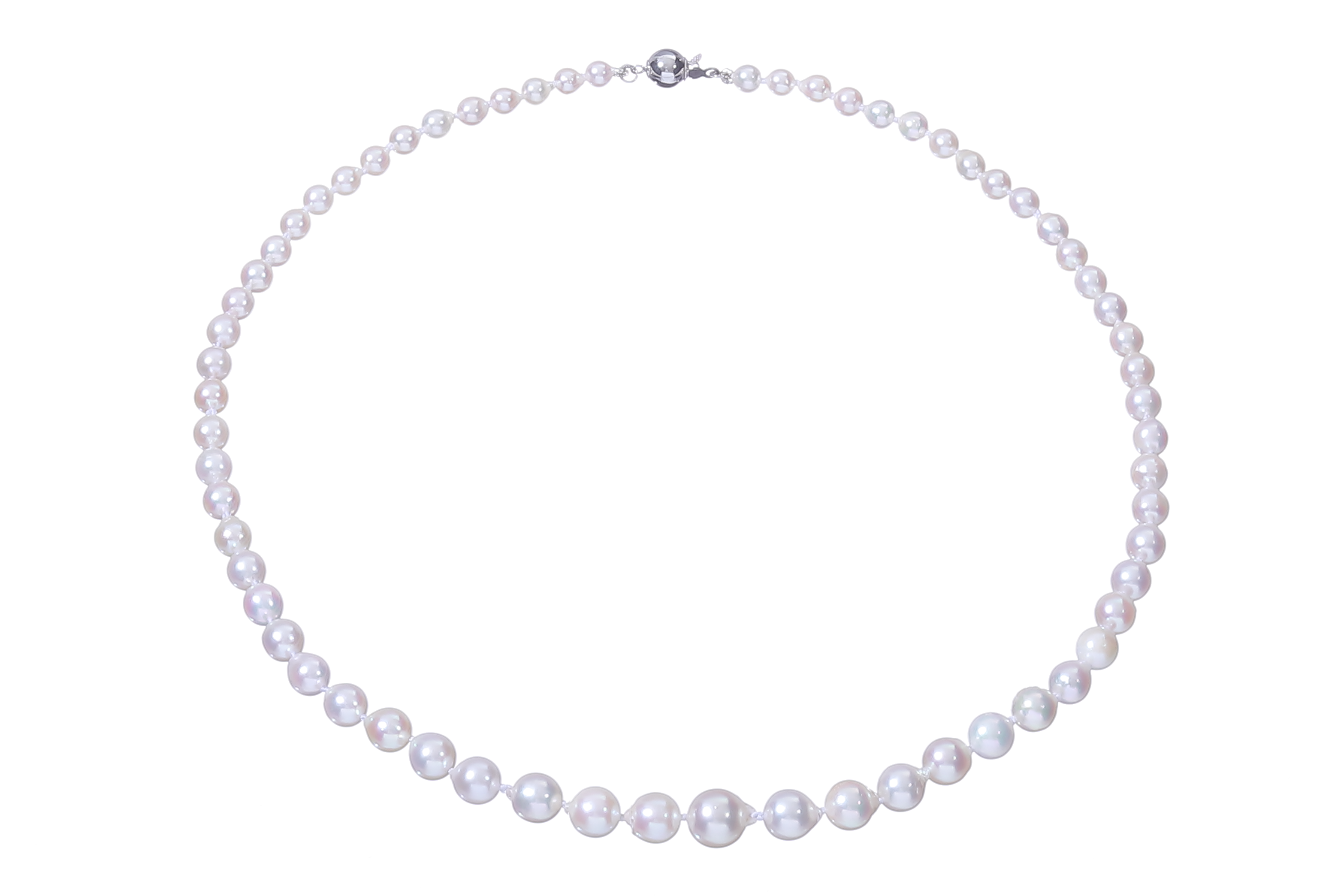 Traditionelle Halskette aus Akoya-Zuchtperlen in Standardqualität mit Weißgoldverschluss 4–8 mm - 2