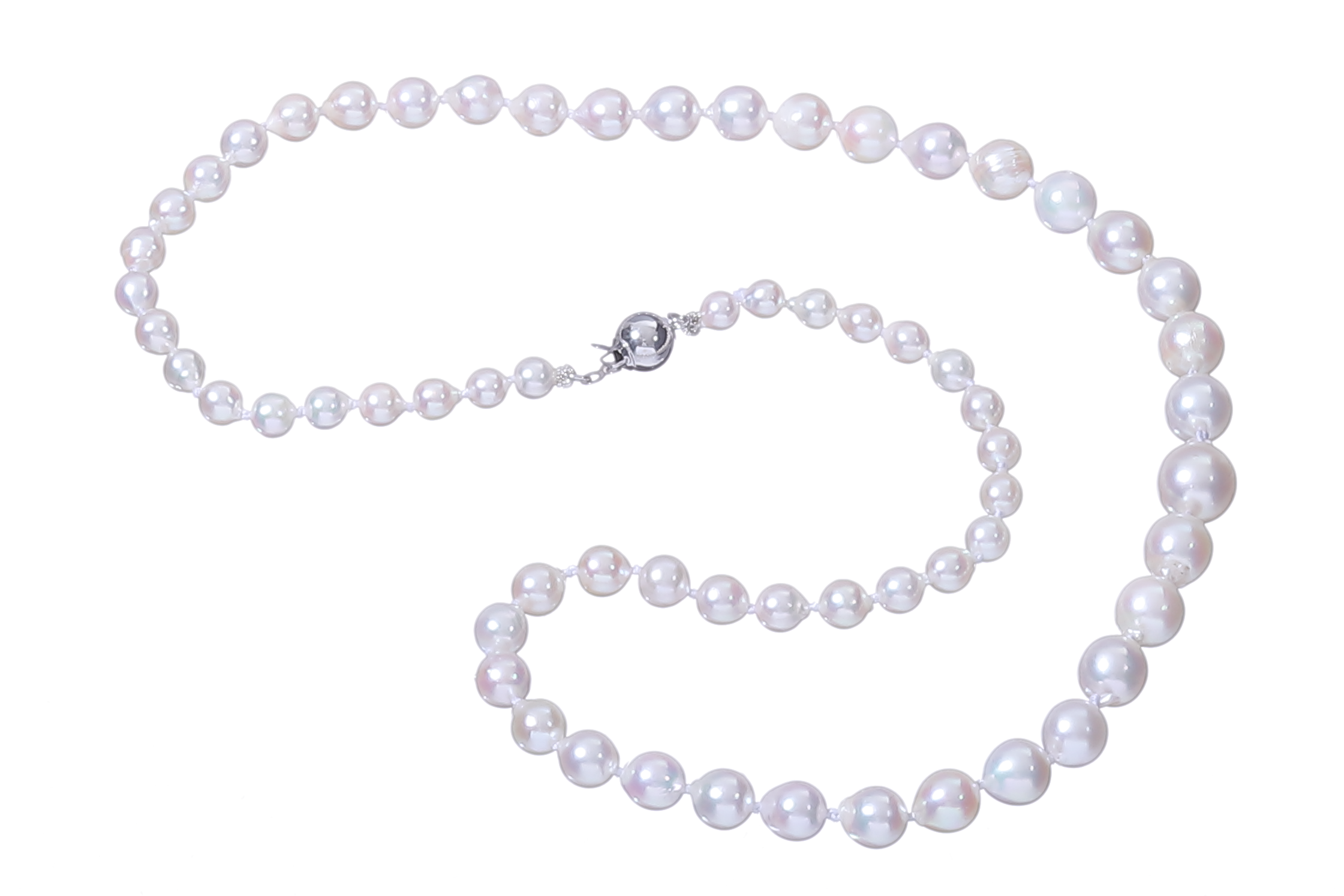 Traditionelle Halskette aus Akoya-Zuchtperlen in Standardqualität mit Weißgoldverschluss 4–8 mm - 4