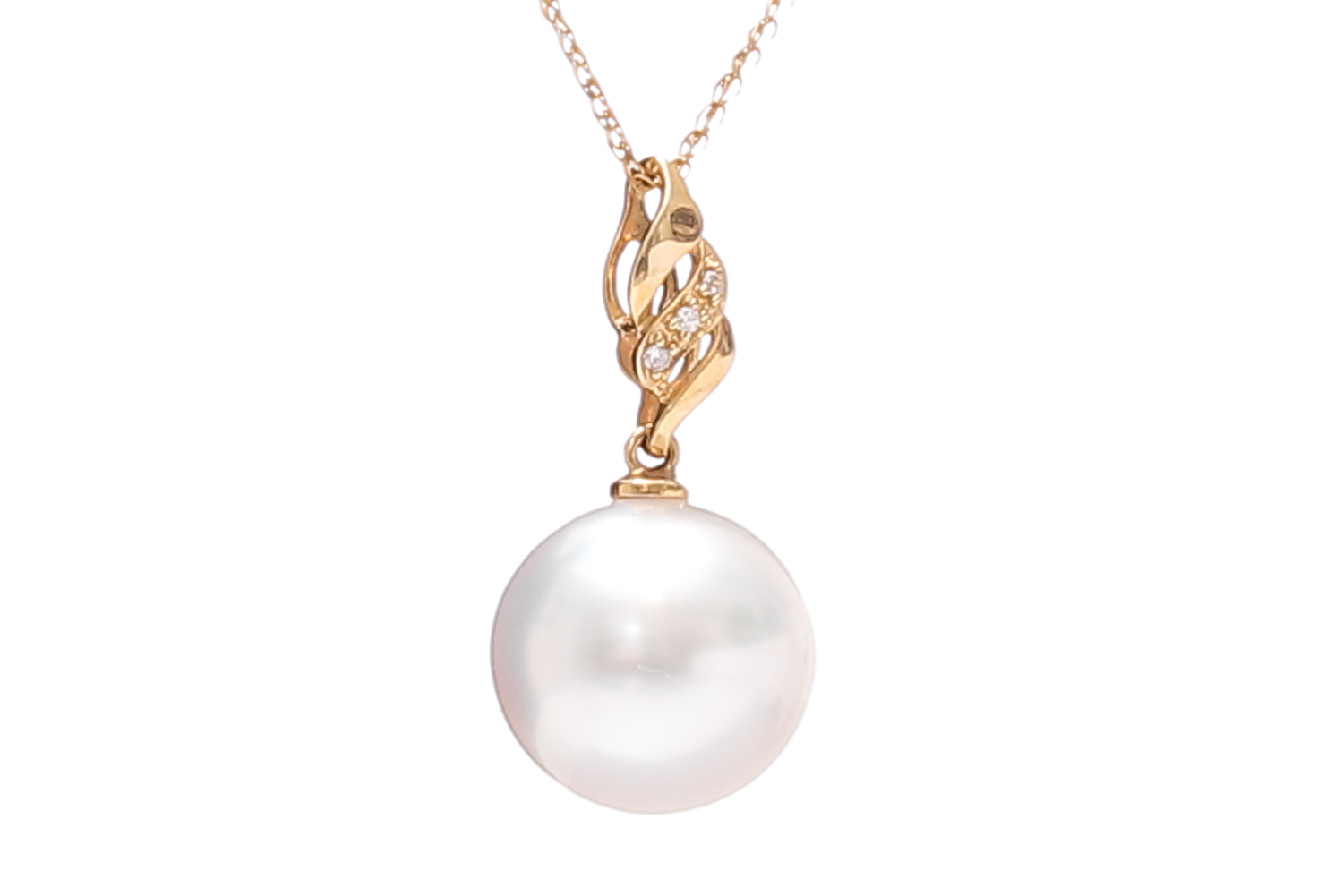 Großer Südseeperlen-Perlenanhänger in Gold und Diamanten 12–13 mm
