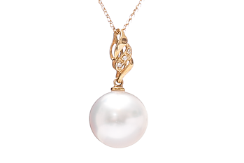 Großer Südseeperlen-Perlenanhänger in Gold und Diamanten 12–13 mm