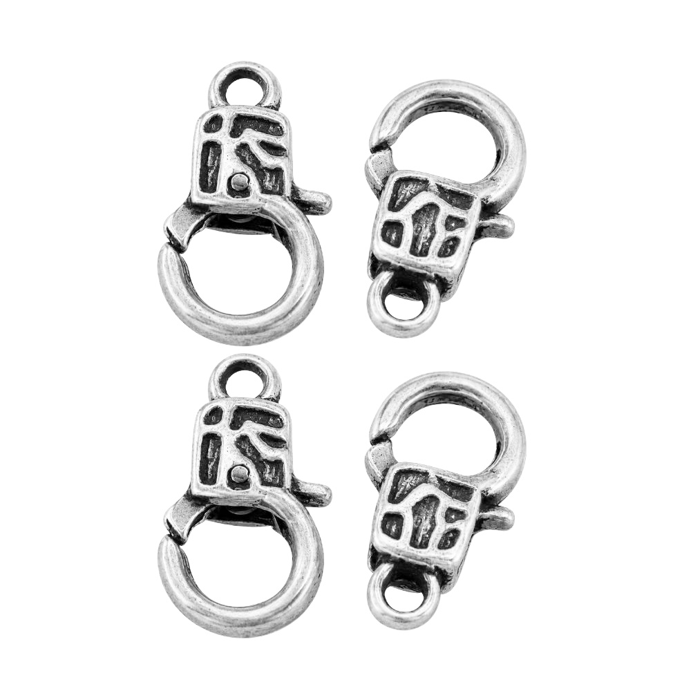 Lobsterlås etnisk 18 mm antiksilver 5-pack