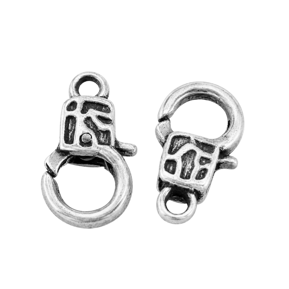 Lobsterlås etnisk 18 mm antiksilver 5-pack - 2