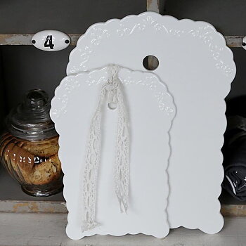 Skärbräda i vit porslin 2 storlekar shabby chic lantlig stil Chic Antique