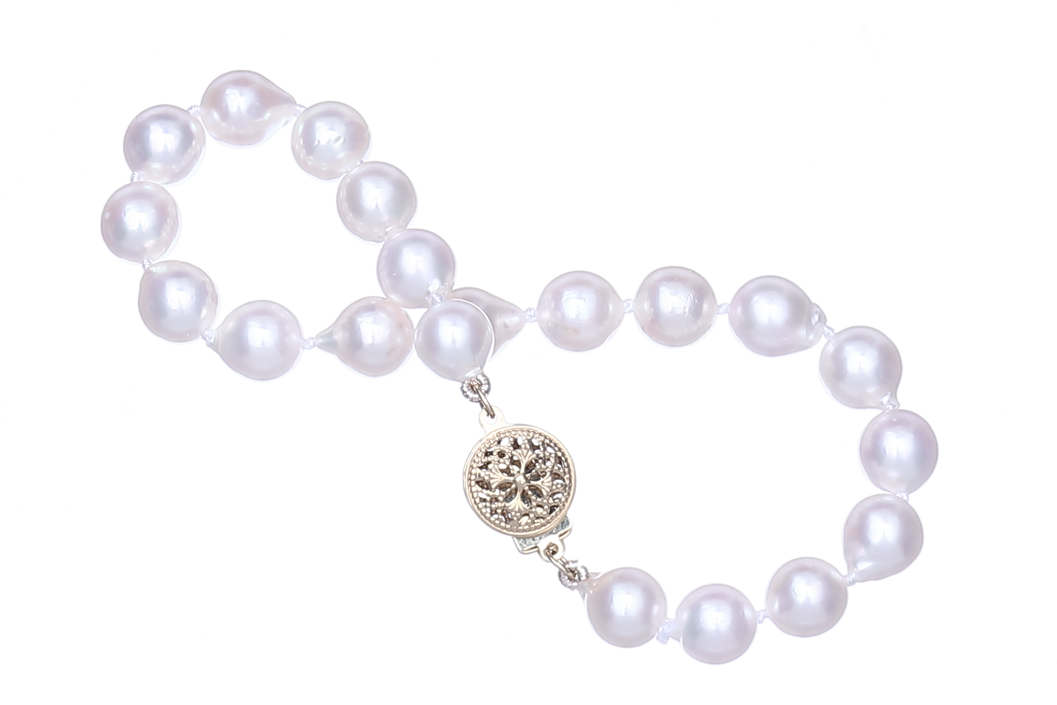 Bracciale A 2 File Di Perle Bianche AKOYA Naturali AAA Da 6-7 - Foto 3