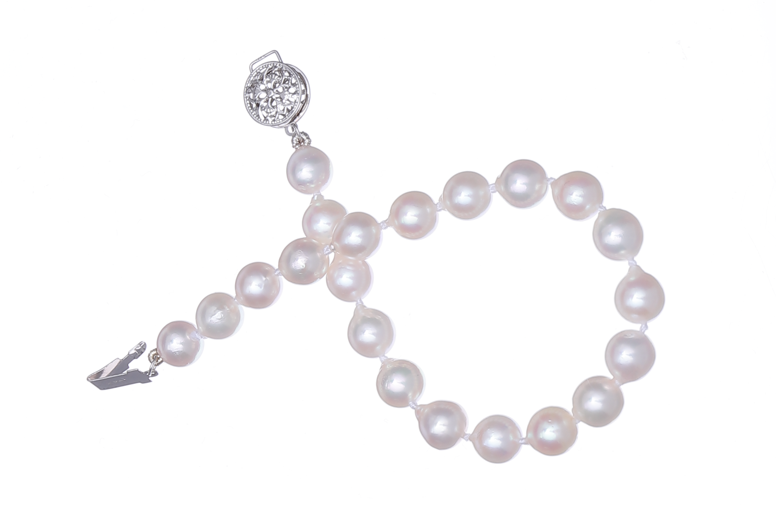 Perlenarmband-Akoya mit Weißgoldverschluss 6.5–7 mm - 2