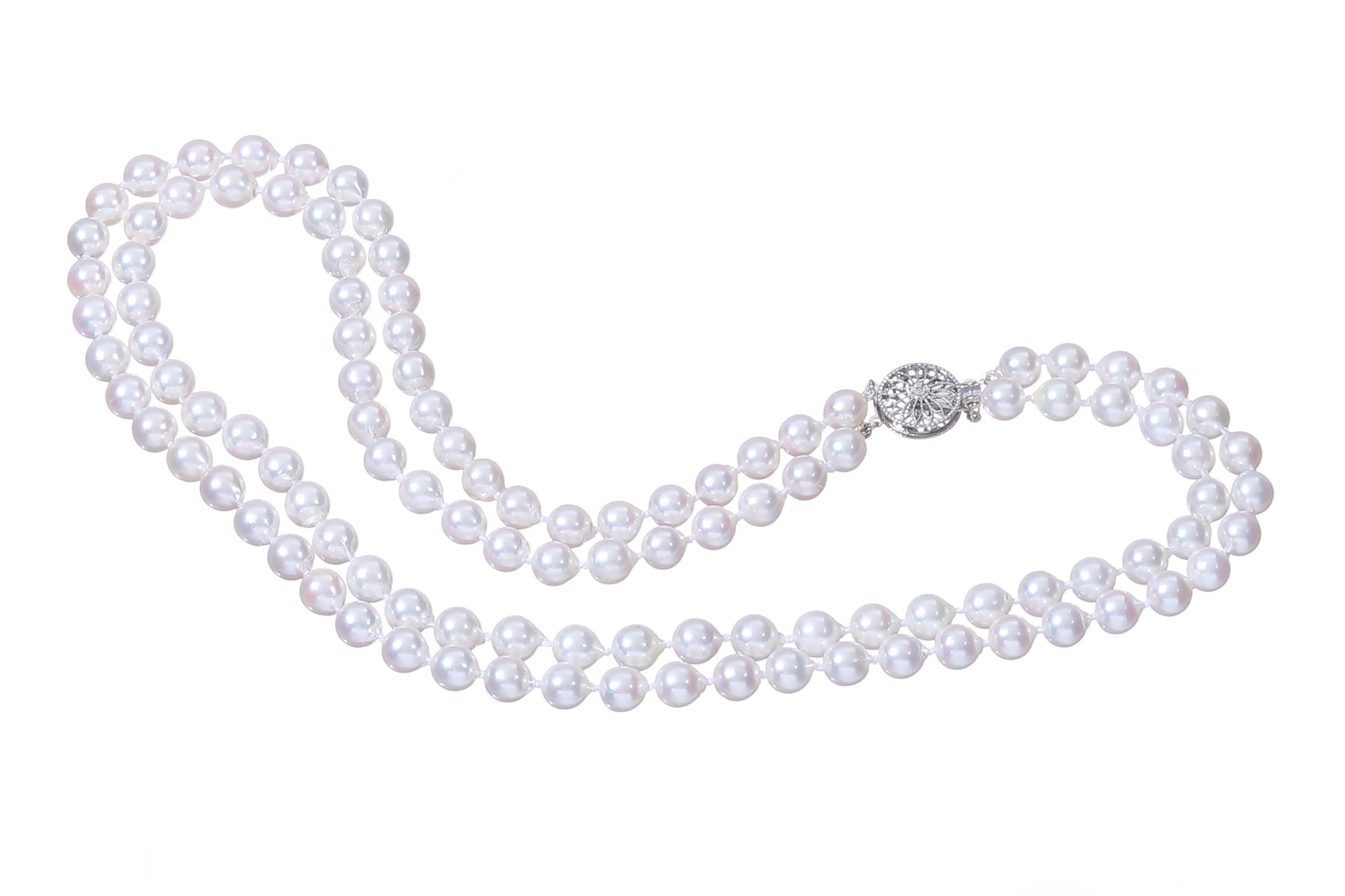Halskette aus Akoya-Zuchtperlen in AAA-Qualität mit Goldverschluss 7.5–8 mm - 5