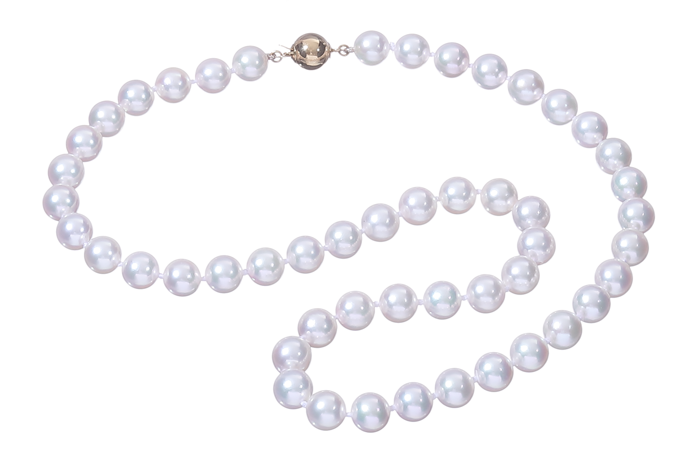Halskette aus Akoya-Zuchtperlen in AAA-Qualität mit Goldverschluss 7.5–8 mm - 3