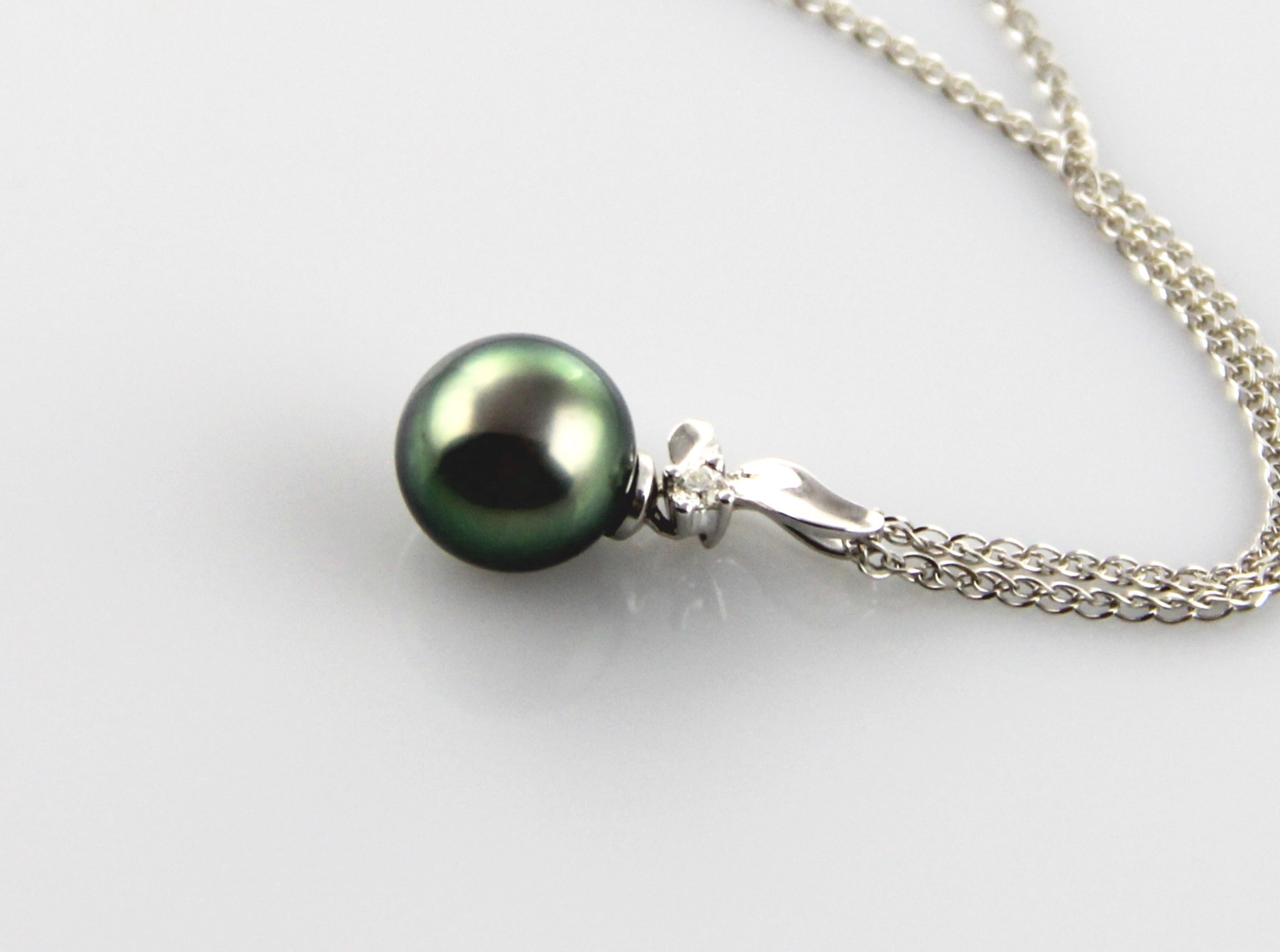 Tahitipärla i hänge av vitguld med diamant 8-9mm - 2