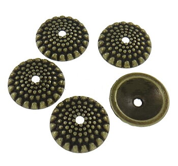 Knottriga bronsfärgade pärlkåpor 15 mm, 8 st