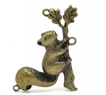 Connector / Pendant - Bronze Squirrel
