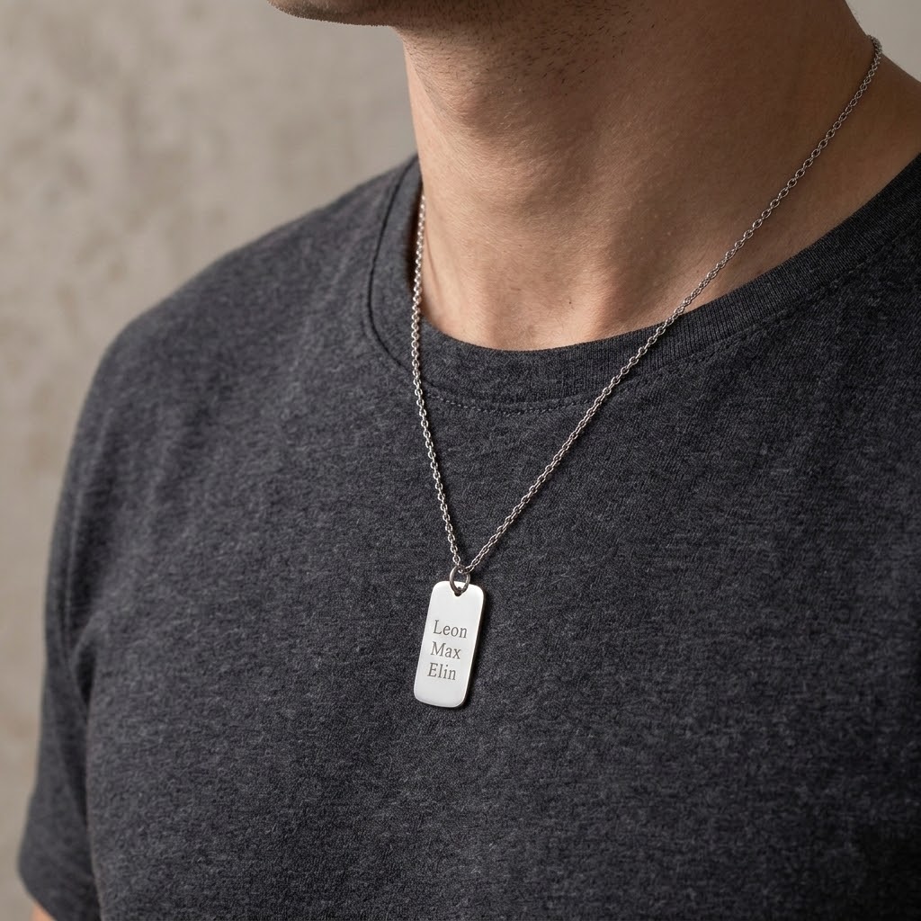 Dogtag, Halsband med gravyr - Rostfritt stål - 14