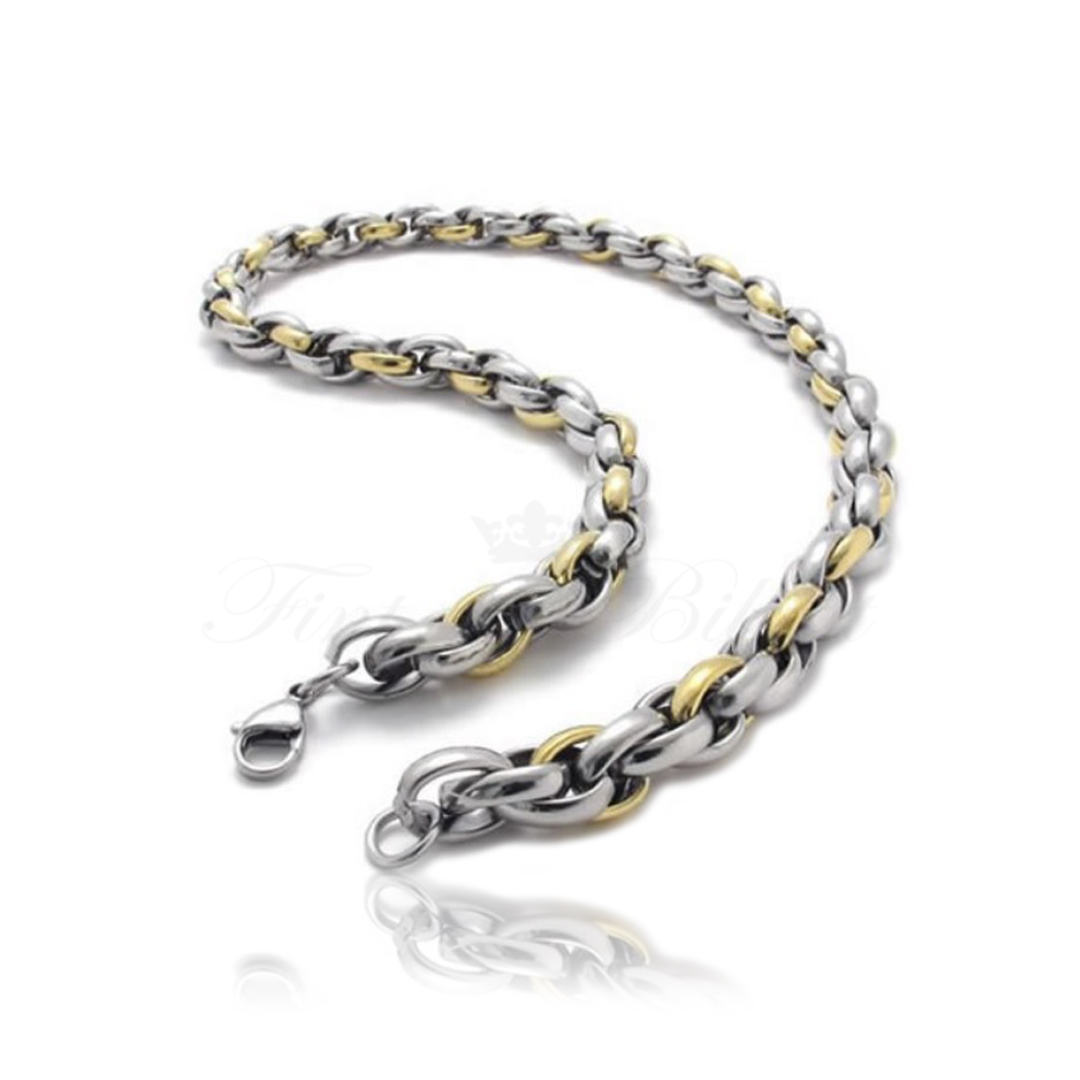 Two Tone Soft - Läckert Pansar Halsband 18k Guldpläterat 316L Rostfritt Stål 137g 10mm*560mm - 2