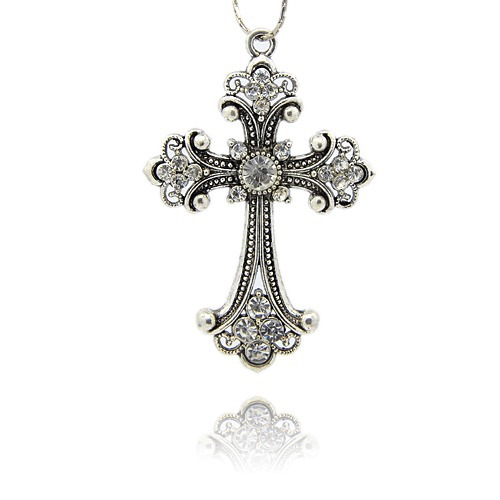 Large Luxury pendant -white cross 75mm
